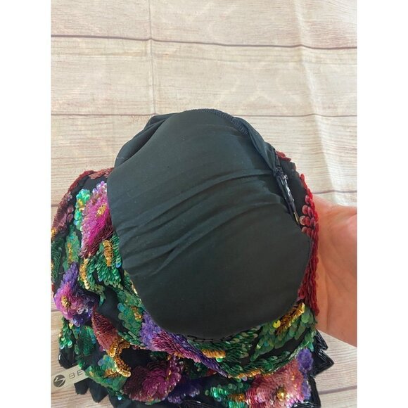 Vintage 80's Lawrence Kazar 100% Silk Sequin Blouse - Medium - Picture 10 of 13